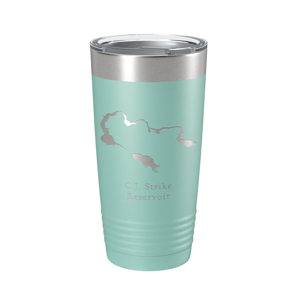 C. J. Strike Reservoir Tumbler Lake Map Travel Mug Insulated Laser Engraved Coffee Cup Snake River Boise Idaho 20 oz