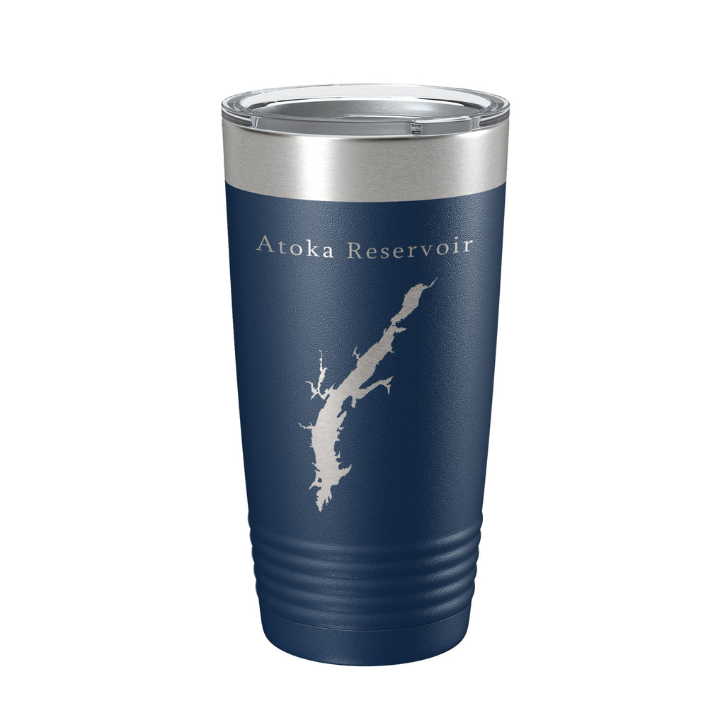 Atoka Reservoir Tumbler Lake Map Travel Mug Insulated Laser Engraved Coffee Cup Oklahoma 20 oz