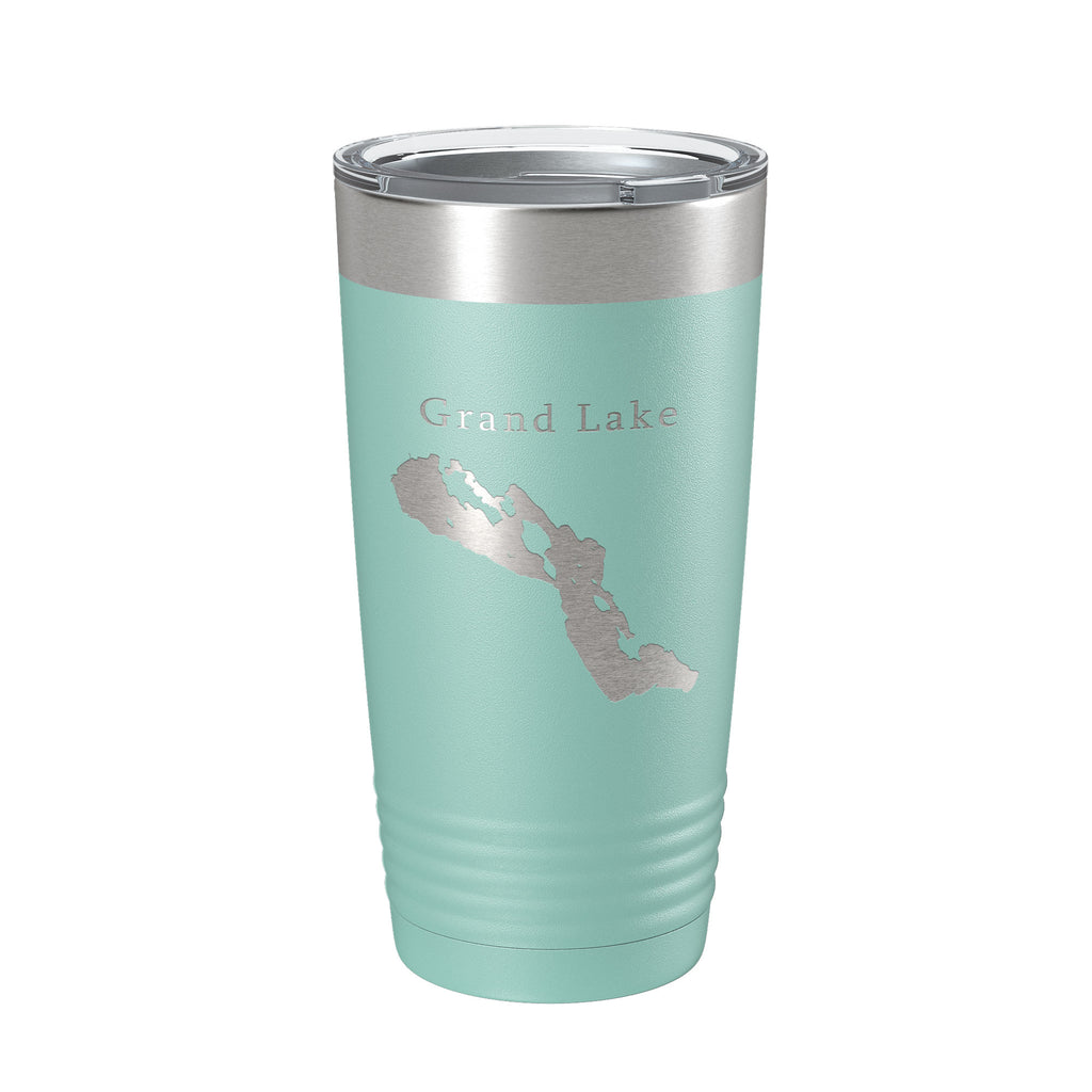 Grand Lake Map Tumbler Travel Mug Insulated Laser Engraved Coffee Cup Michigan 20 oz