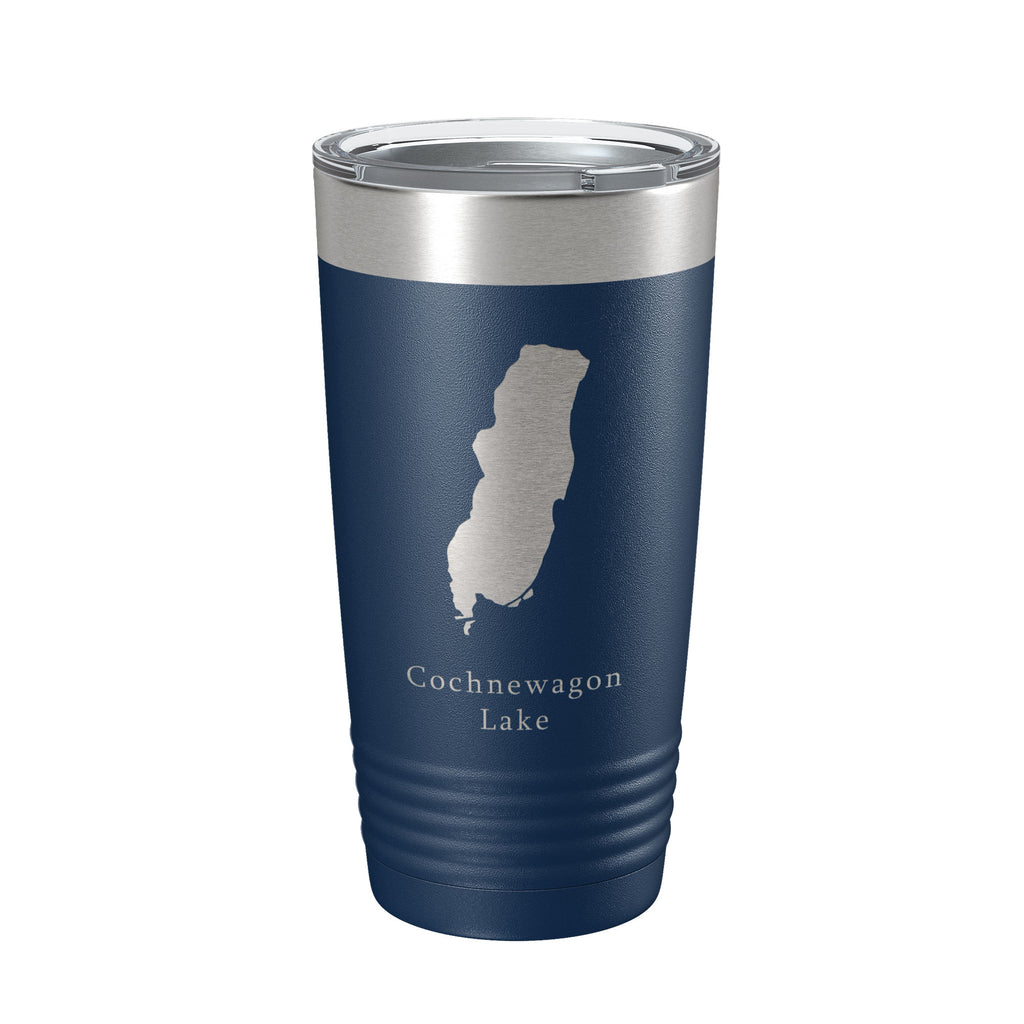 Cochnewagon Lake Pond Map Tumbler Travel Mug Insulated Laser Engraved Coffee Cup Maine 20 oz