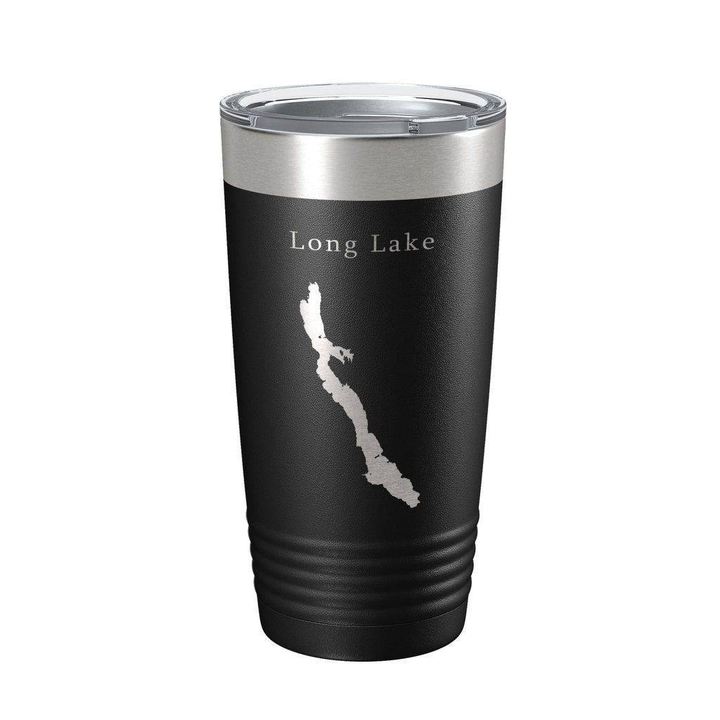 Long Lake Map Tumbler Travel Mug Insulated Laser Engraved Coffee Cup Maine 20 oz