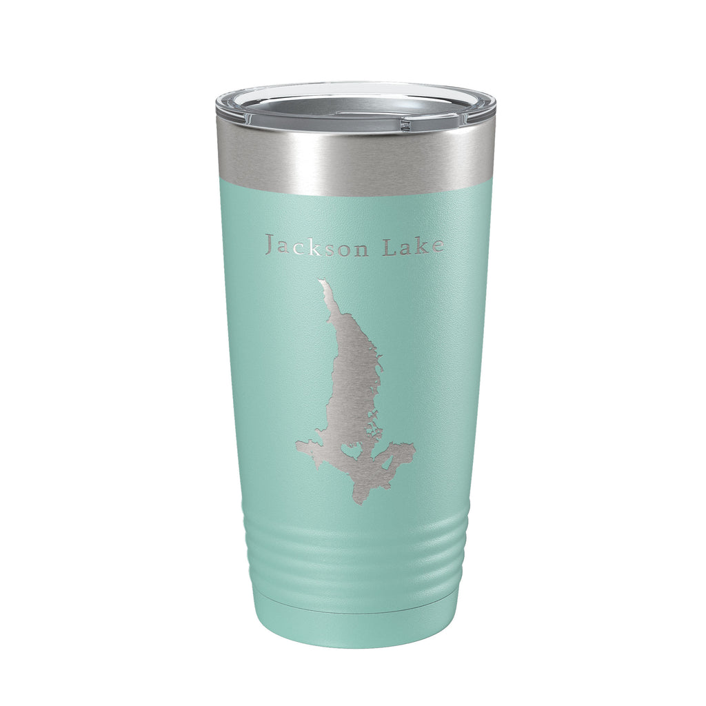 Jackson Lake Map Tumbler Travel Mug Insulated Laser Engraved Coffee Cup Grand Teton Wyoming 20 oz