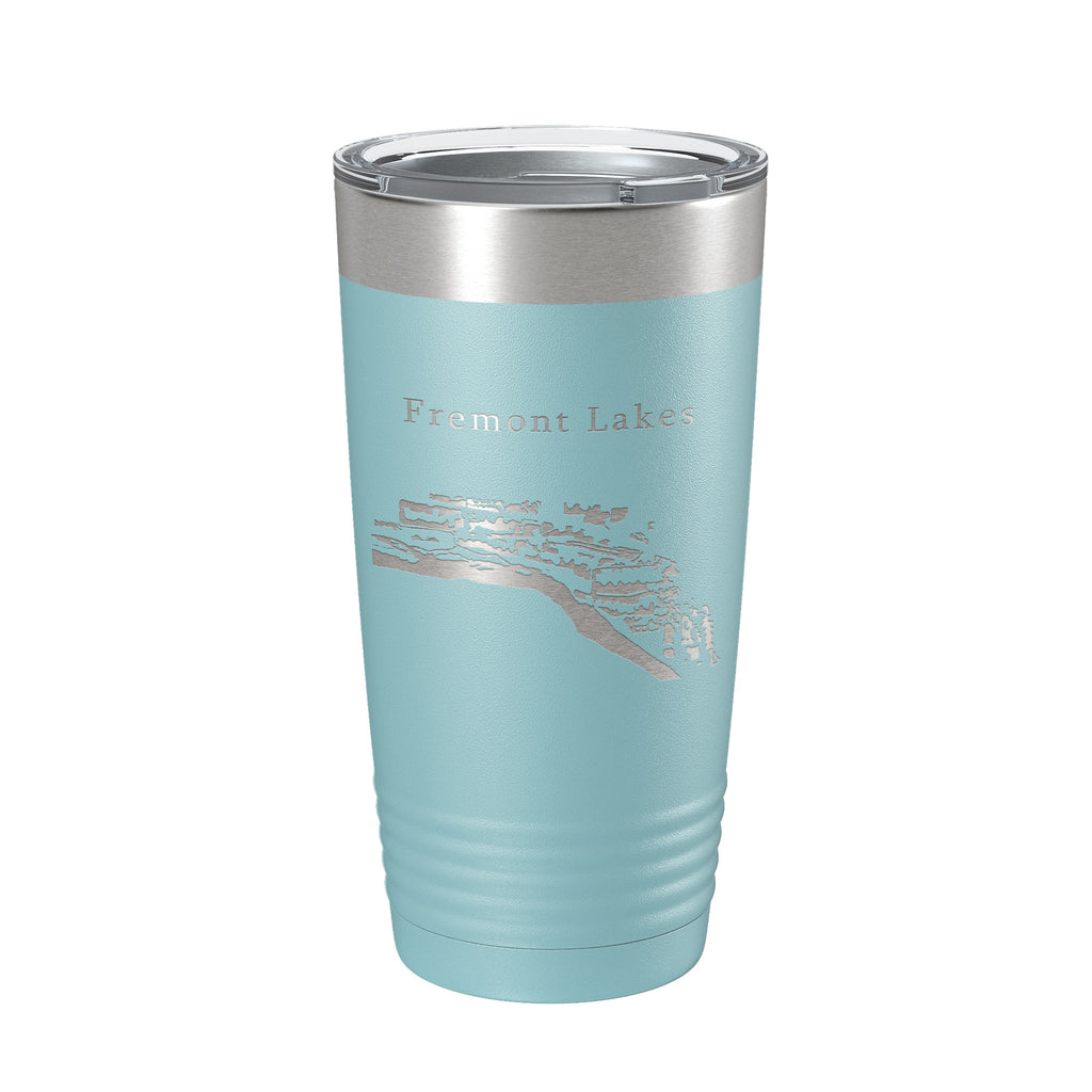 Fremont Lakes Map Tumbler Travel Mug Insulated Laser Engraved Coffee Cup Platte River Nebraska 20 oz