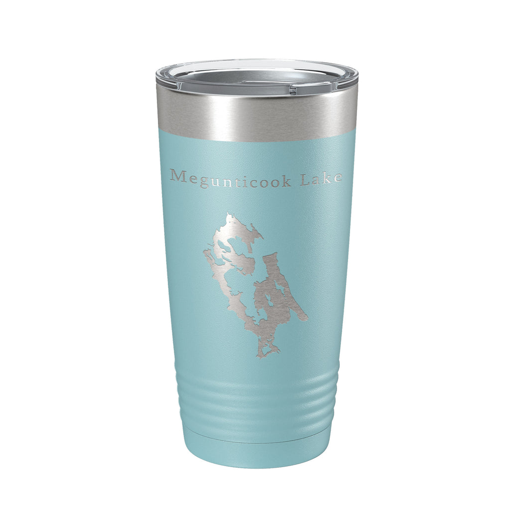 Megunticook Lake Map Tumbler Travel Mug Insulated Laser Engraved Coffee Cup Maine 20 oz