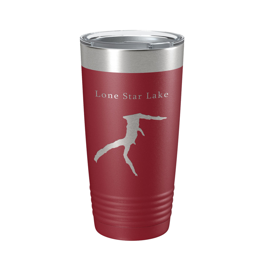 Lone Star Lake Map Tumbler Travel Mug Insulated Laser Engraved Coffee Cup Kansas 20 oz