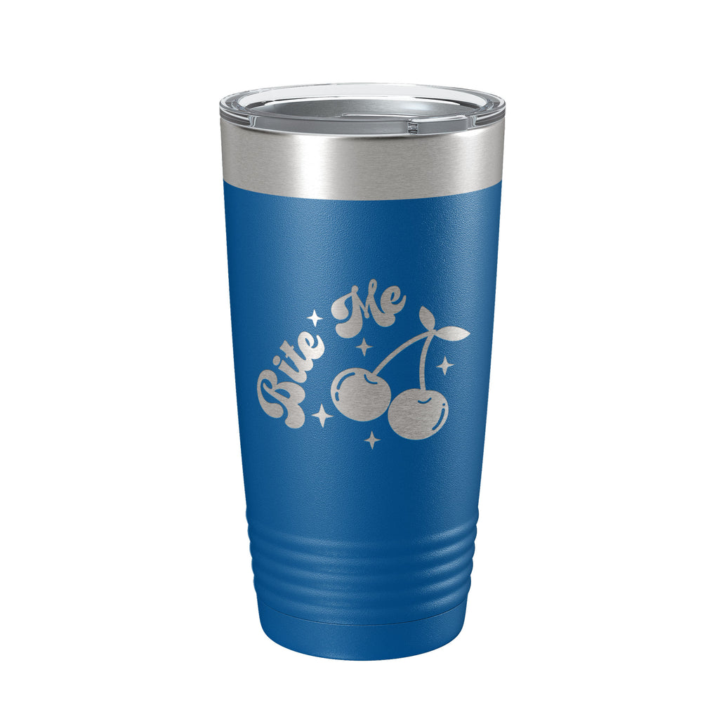 Bite Me Tumbler Funny Travel Mug Cherry Sweet And Tart Insulated Laser Engraved Coffee Cup 20 oz