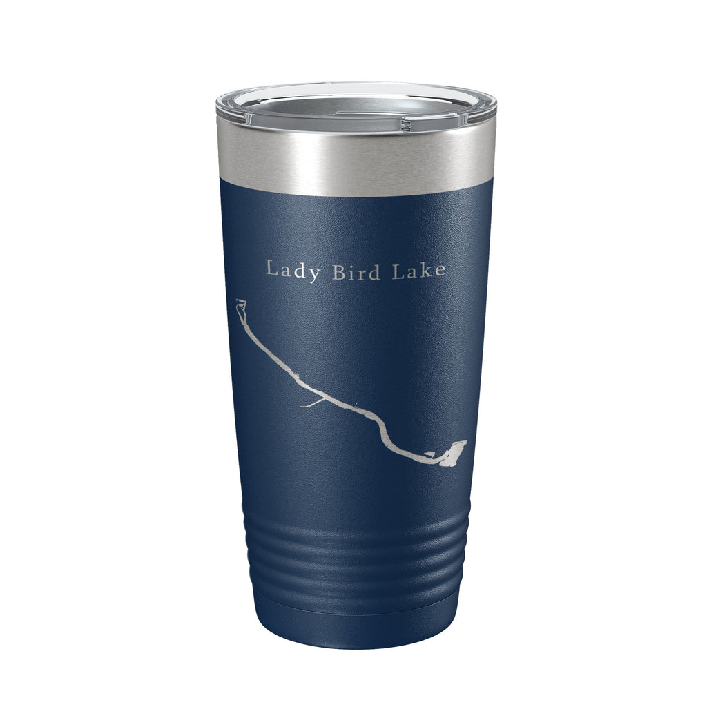 Lady Bird Lake Map Tumbler Travel Mug Insulated Laser Engraved Coffee Cup Austin Texas 20 oz