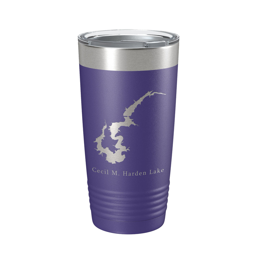 Cecil M. Harden Lake Map Tumbler Travel Mug Insulated Laser Engraved Coffee Cup Indiana 20 oz