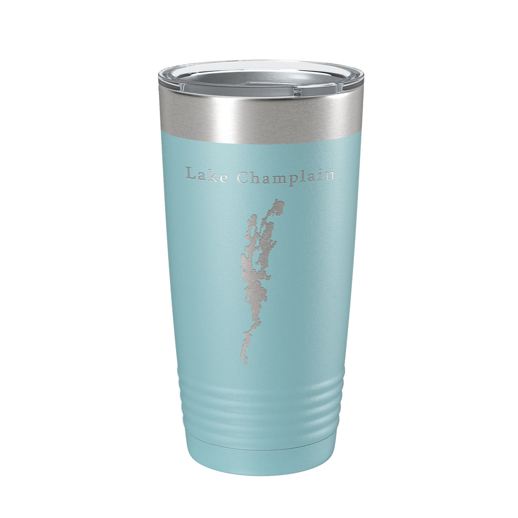 Lake Champlain Map Tumbler Travel Mug Insulated Laser Engraved Coffee Cup Vermont New York Canada 20 oz