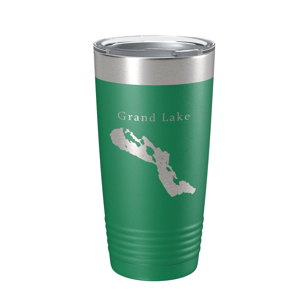 Grand Lake Map Tumbler Travel Mug Insulated Laser Engraved Coffee Cup Michigan 20 oz