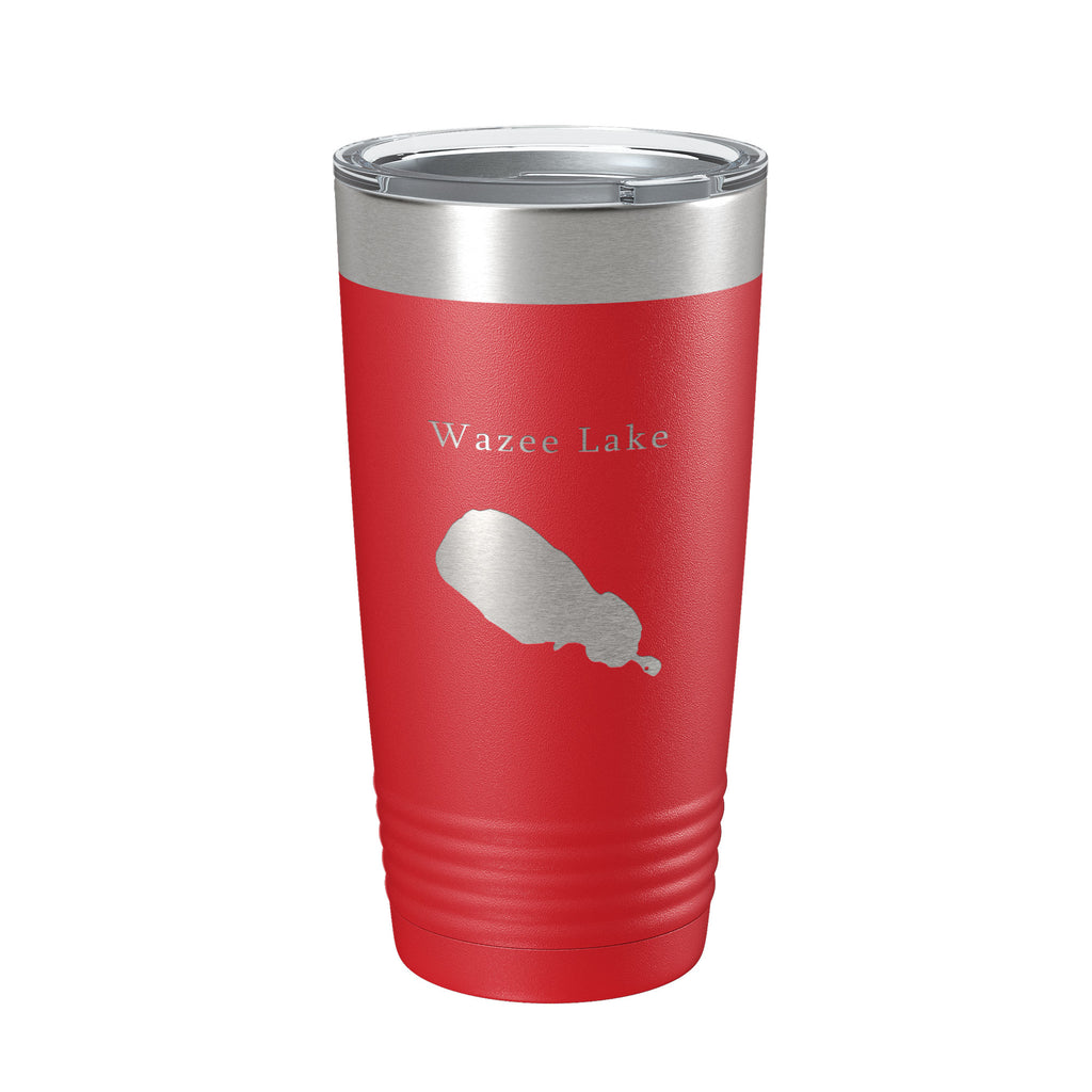 Wazee Lake Map Tumbler Travel Mug Insulated Laser Engraved Coffee Cup Wisconsin 20 oz