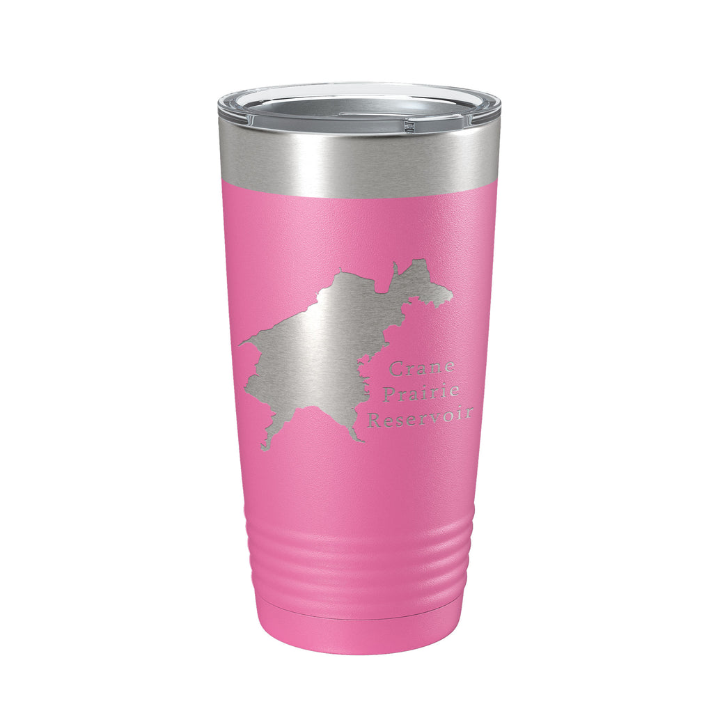 Crane Prairie Reservoir Tumbler Lake Map Travel Mug Insulated Laser Engraved Coffee Cup Oregon 20 oz