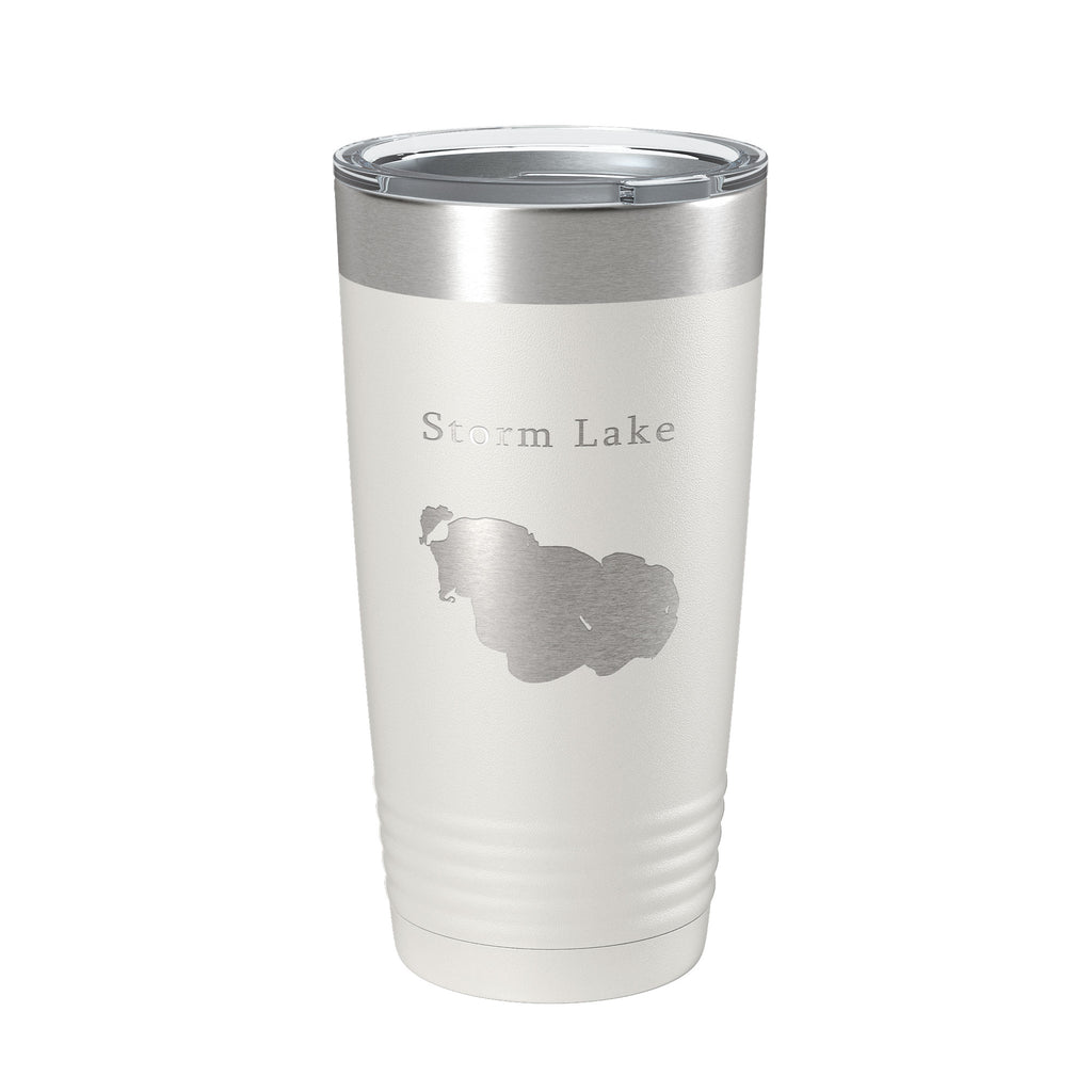 Storm Lake Map Tumbler Travel Mug Insulated Laser Engraved Coffee Cup Iowa 20 oz