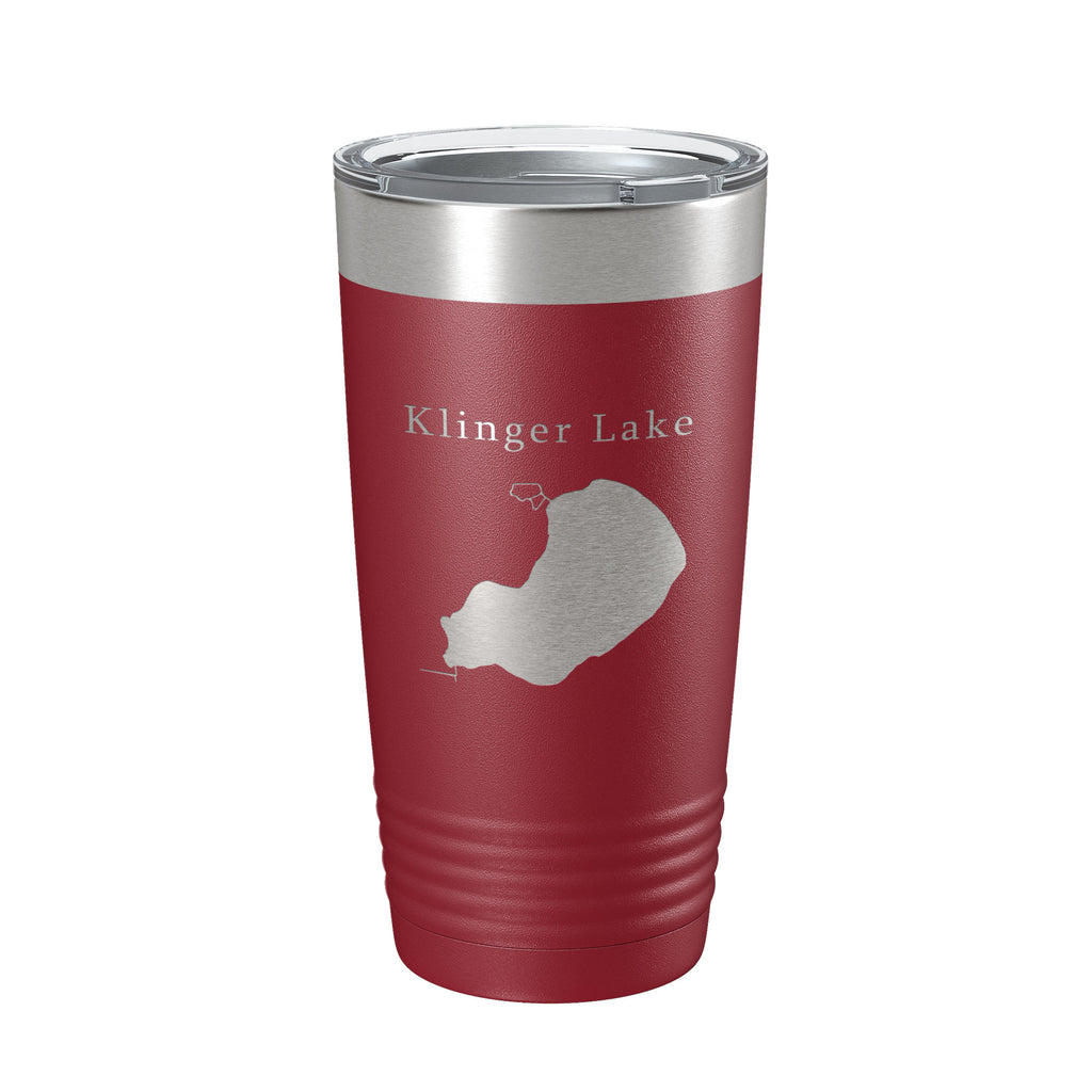 Klinger Lake Map Tumbler Travel Mug Insulated Laser Engraved Coffee Cup Michigan 20 oz