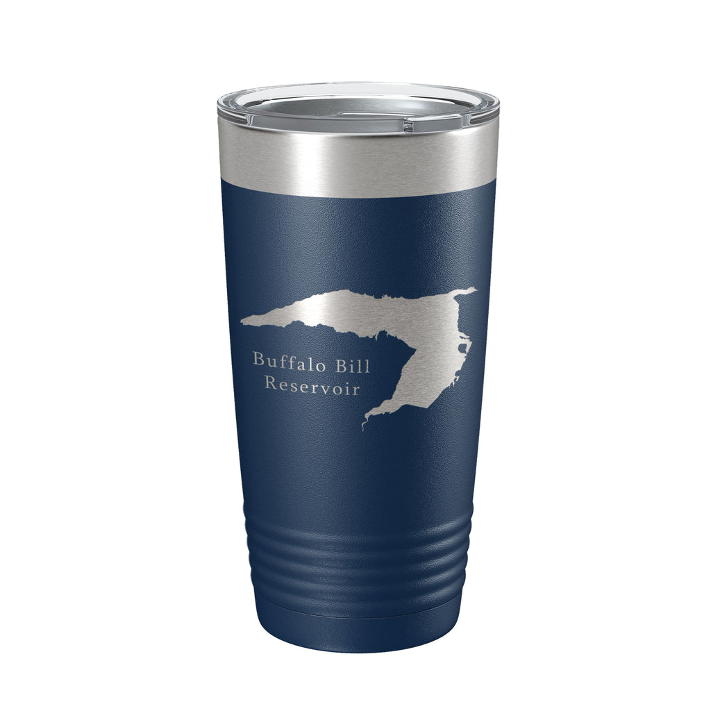 Buffalo Bill Reservoir Tumbler Lake Map Travel Mug Insulated Laser Engraved Coffee Cup Wyoming 20 oz