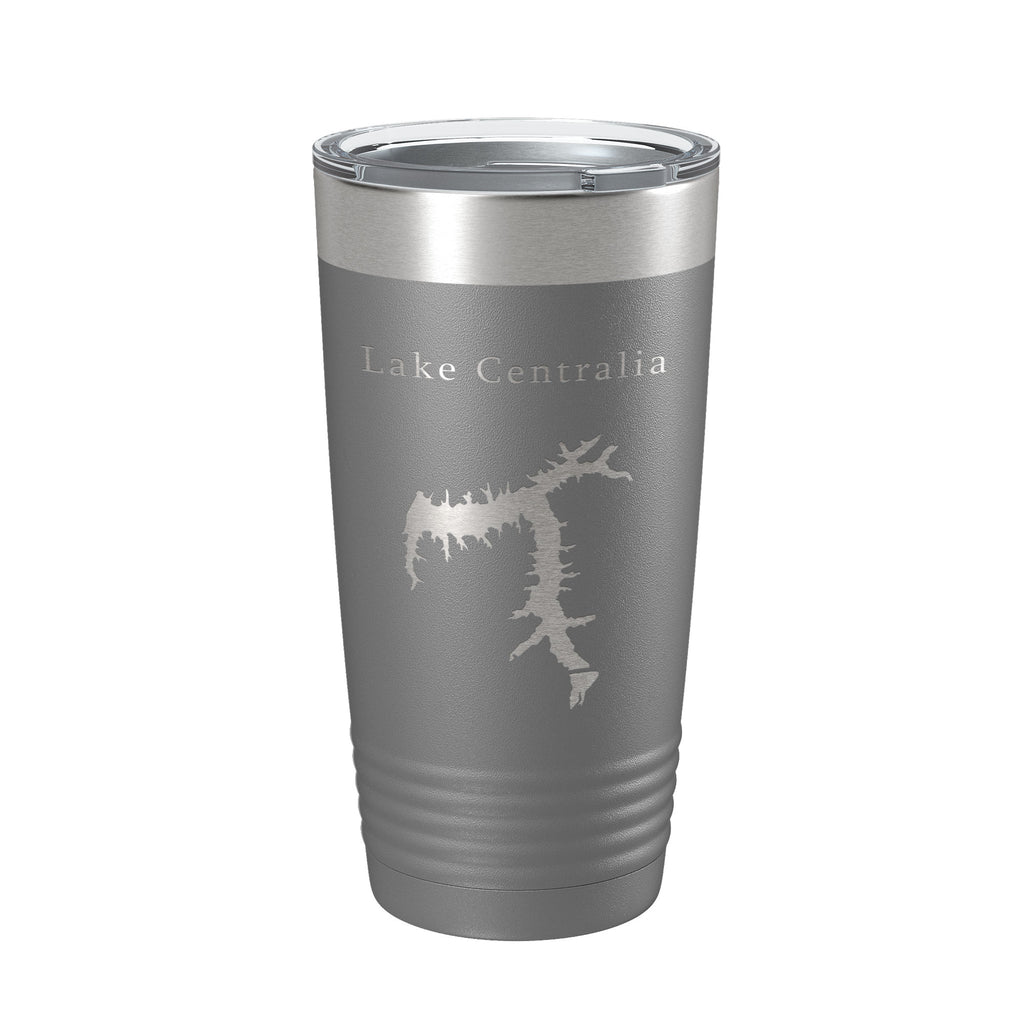 Lake Centralia Map Tumbler Travel Mug Insulated Laser Engraved Coffee Cup Illinois 20 oz