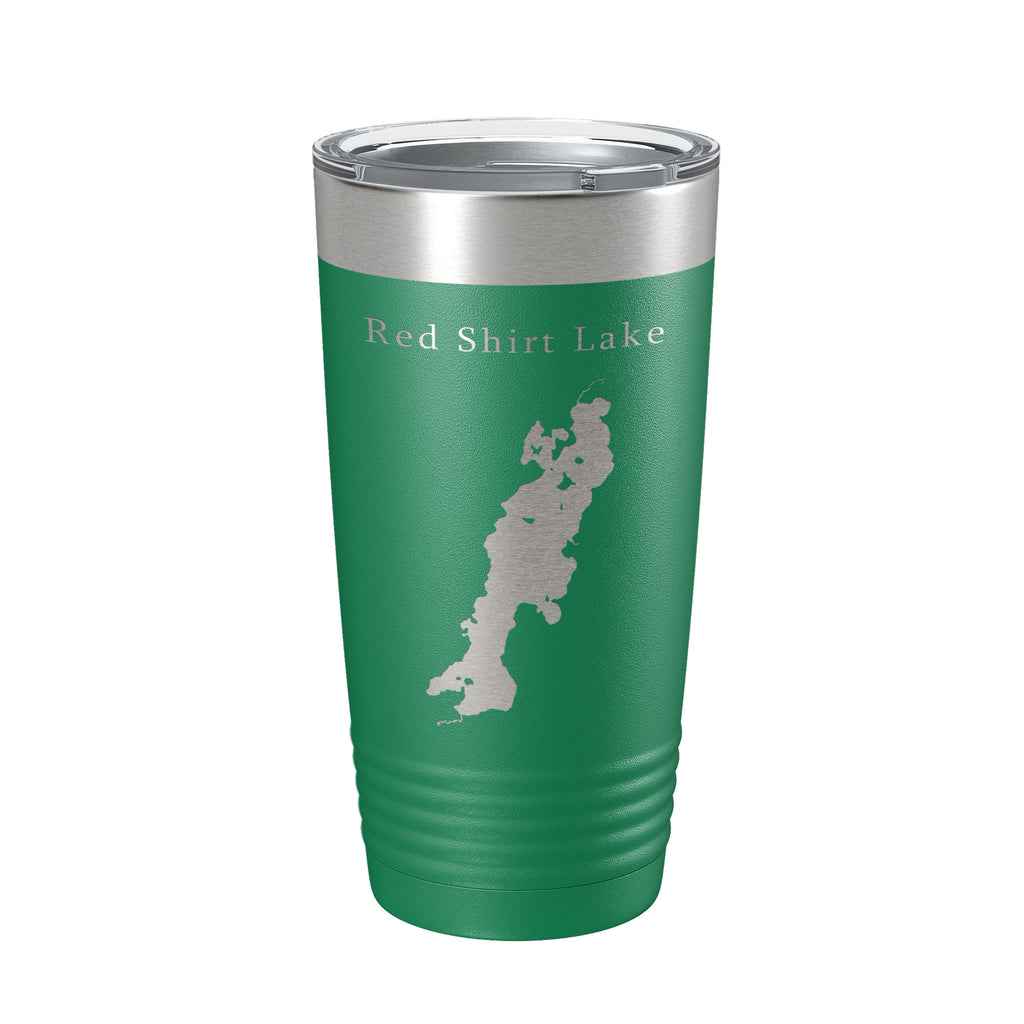 Red Shirt Lake Map Tumbler Travel Mug Insulated Laser Engraved Coffee Cup Alaska 20 oz