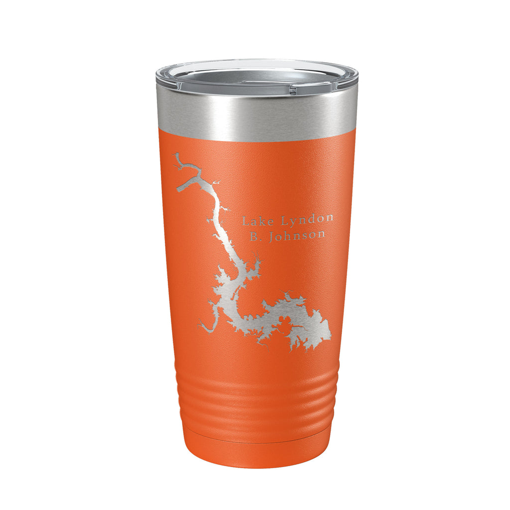 Lake Lyndon B. Johnson Map Tumbler Travel Mug Insulated Laser Engraved Coffee Cup Texas 20 oz