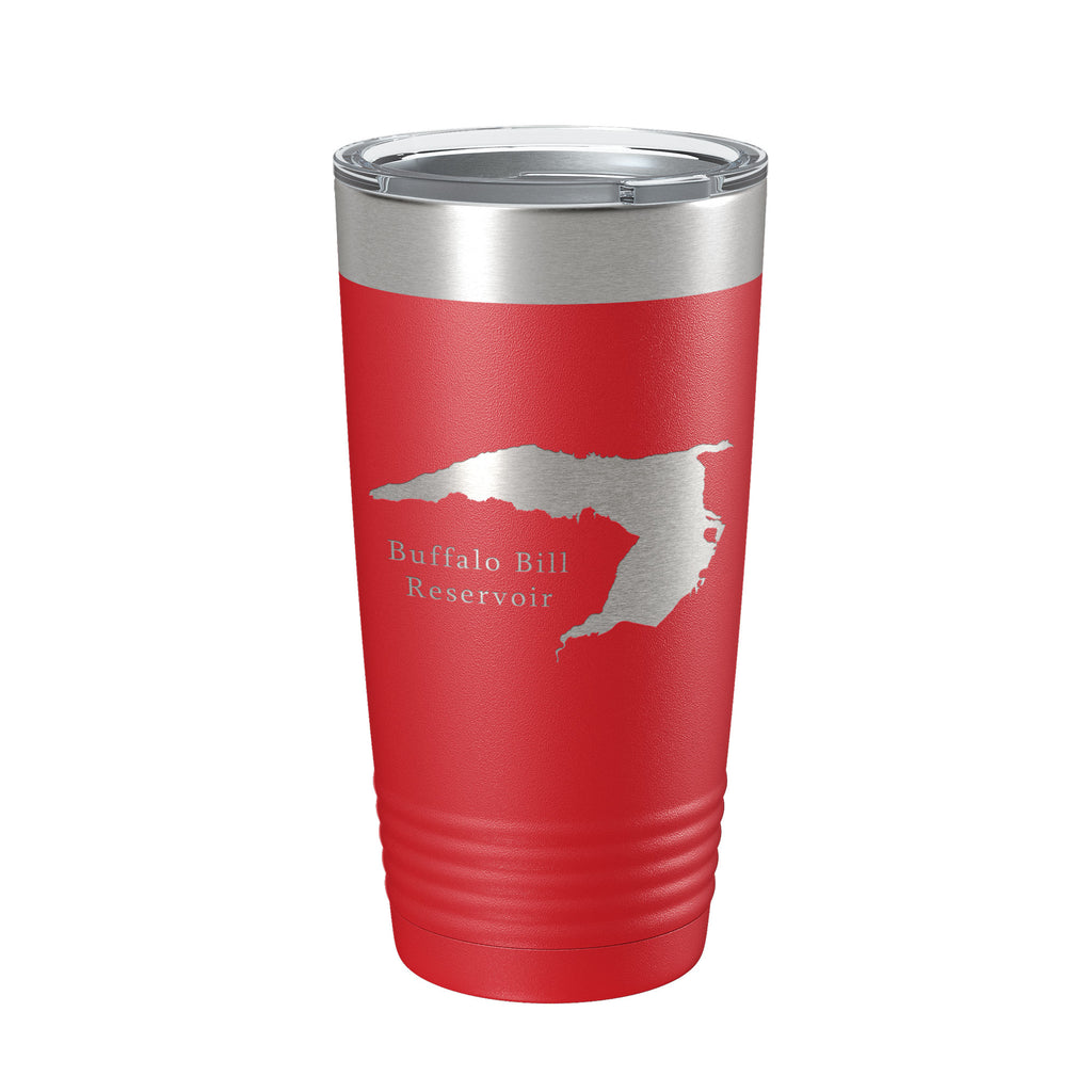 Buffalo Bill Reservoir Tumbler Lake Map Travel Mug Insulated Laser Engraved Coffee Cup Wyoming 20 oz