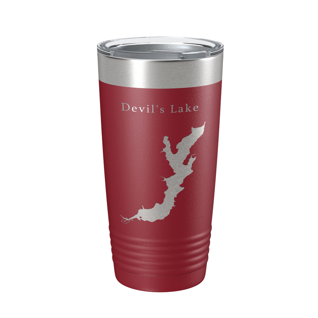 Devil's Lake Map Tumbler Travel Mug Insulated Laser Engraved Coffee Cup Oregon 20 oz