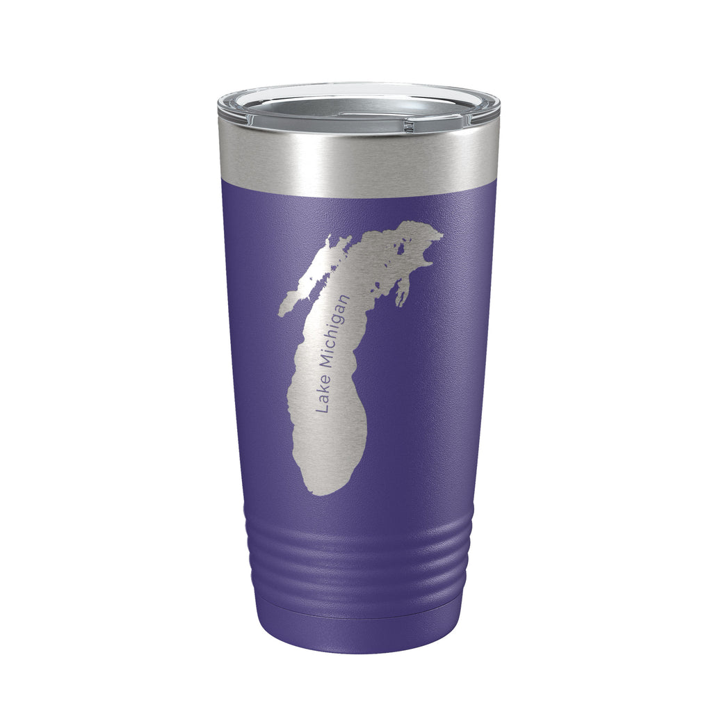 Lake Michigan Map Tumbler Travel Mug Insulated Laser Engraved Coffee Cup Illinois Wisconsin Indiana Michigan 20 oz