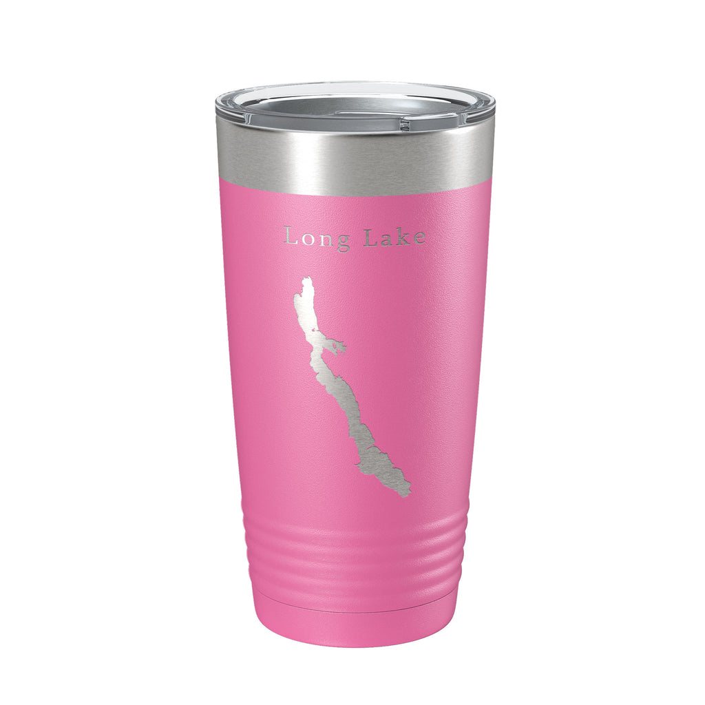 Long Lake Map Tumbler Travel Mug Insulated Laser Engraved Coffee Cup Maine 20 oz