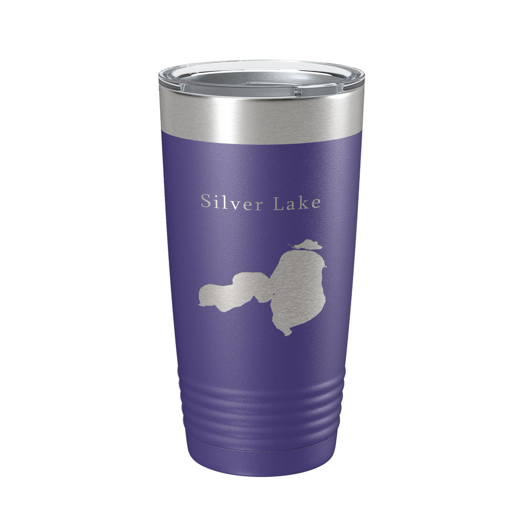 Silver Lake Map Tumbler Travel Mug Insulated Laser Engraved Coffee Cup Iowa 20 oz