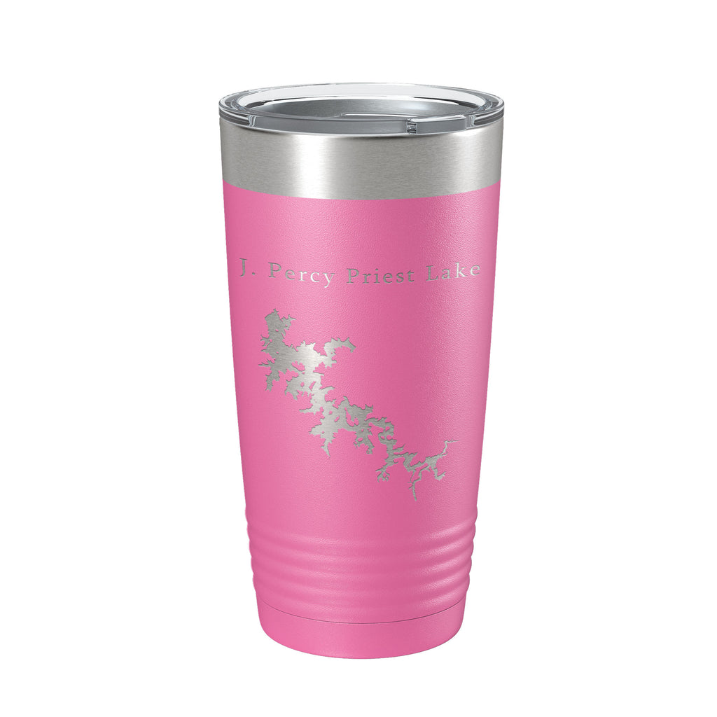 J. Percy Priest Lake Map Tumbler Travel Mug Insulated Laser Engraved Coffee Cup Tennessee 20 oz