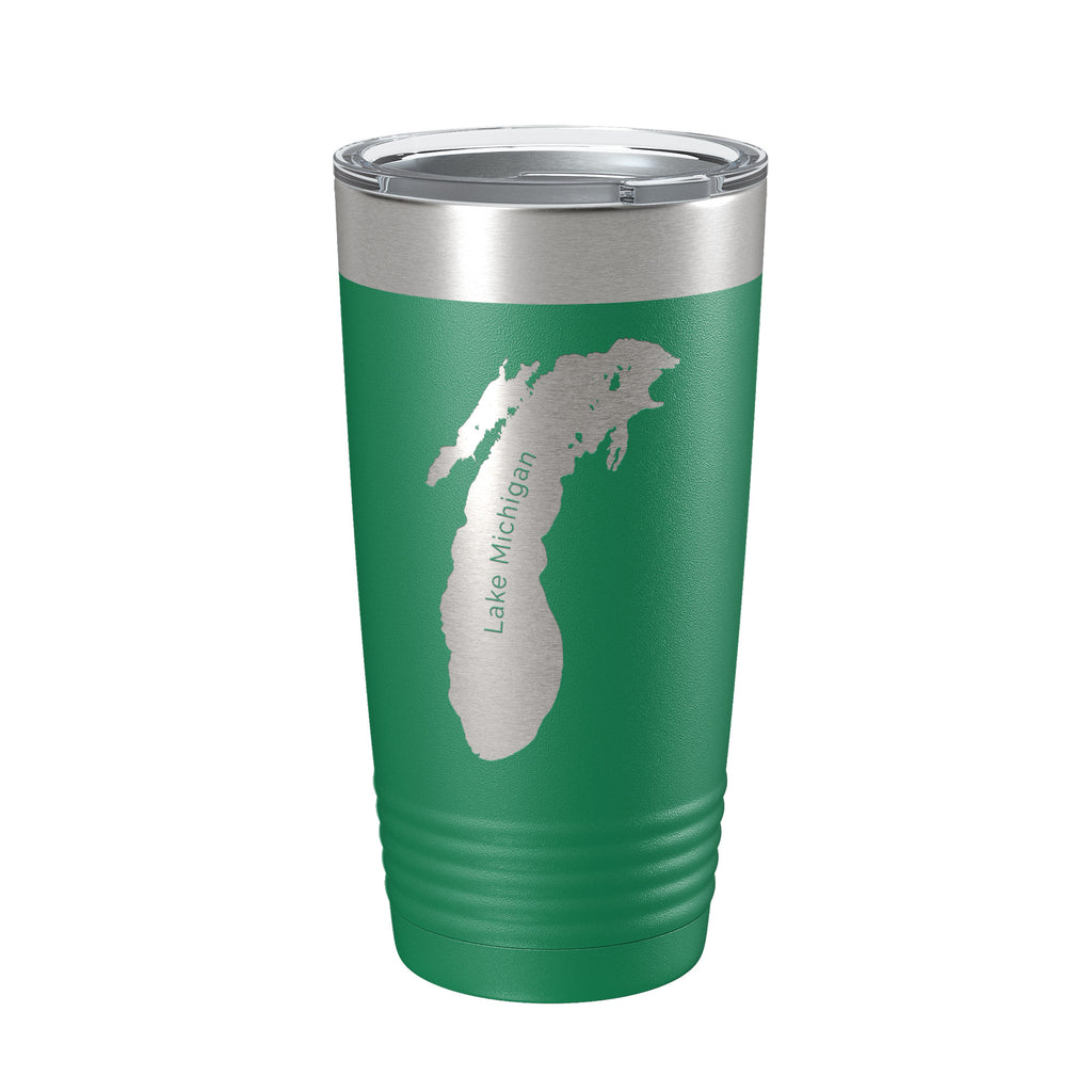 Lake Michigan Map Tumbler Travel Mug Insulated Laser Engraved Coffee Cup Illinois Wisconsin Indiana Michigan 20 oz