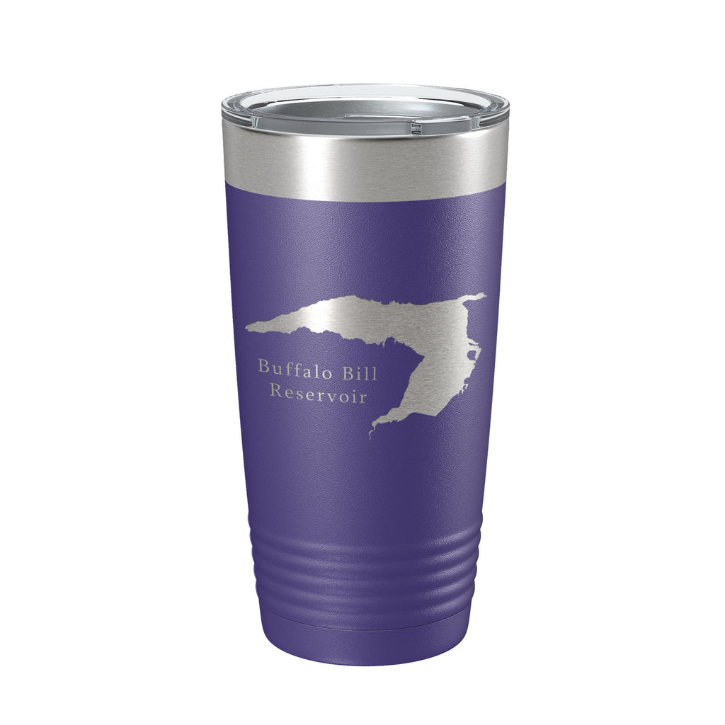 Buffalo Bill Reservoir Tumbler Lake Map Travel Mug Insulated Laser Engraved Coffee Cup Wyoming 20 oz