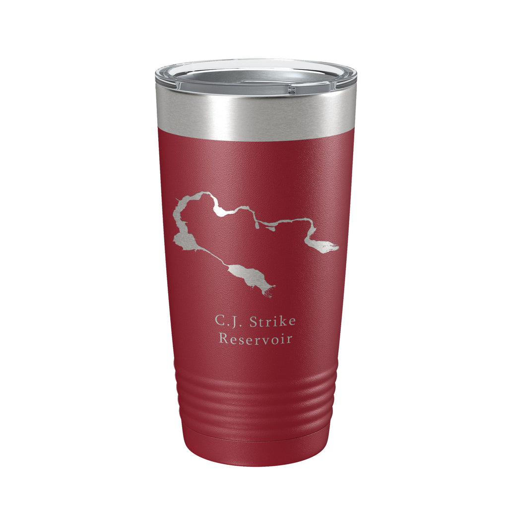 C. J. Strike Reservoir Tumbler Lake Map Travel Mug Insulated Laser Engraved Coffee Cup Snake River Boise Idaho 20 oz