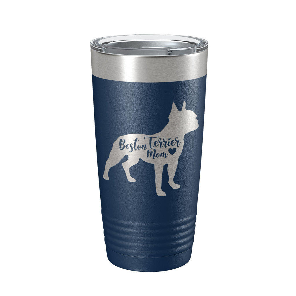 Boston Terrier Mom Tumbler Dog Travel Mug Gift Insulated Laser Engraved Coffee Cup 20 oz