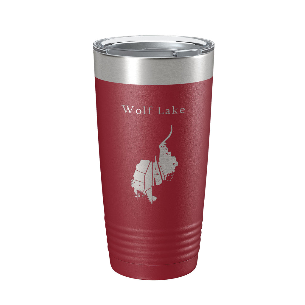 Wolf Lake Map Tumbler Travel Mug Insulated Laser Engraved Coffee Cup Indiana Illinois 20 oz