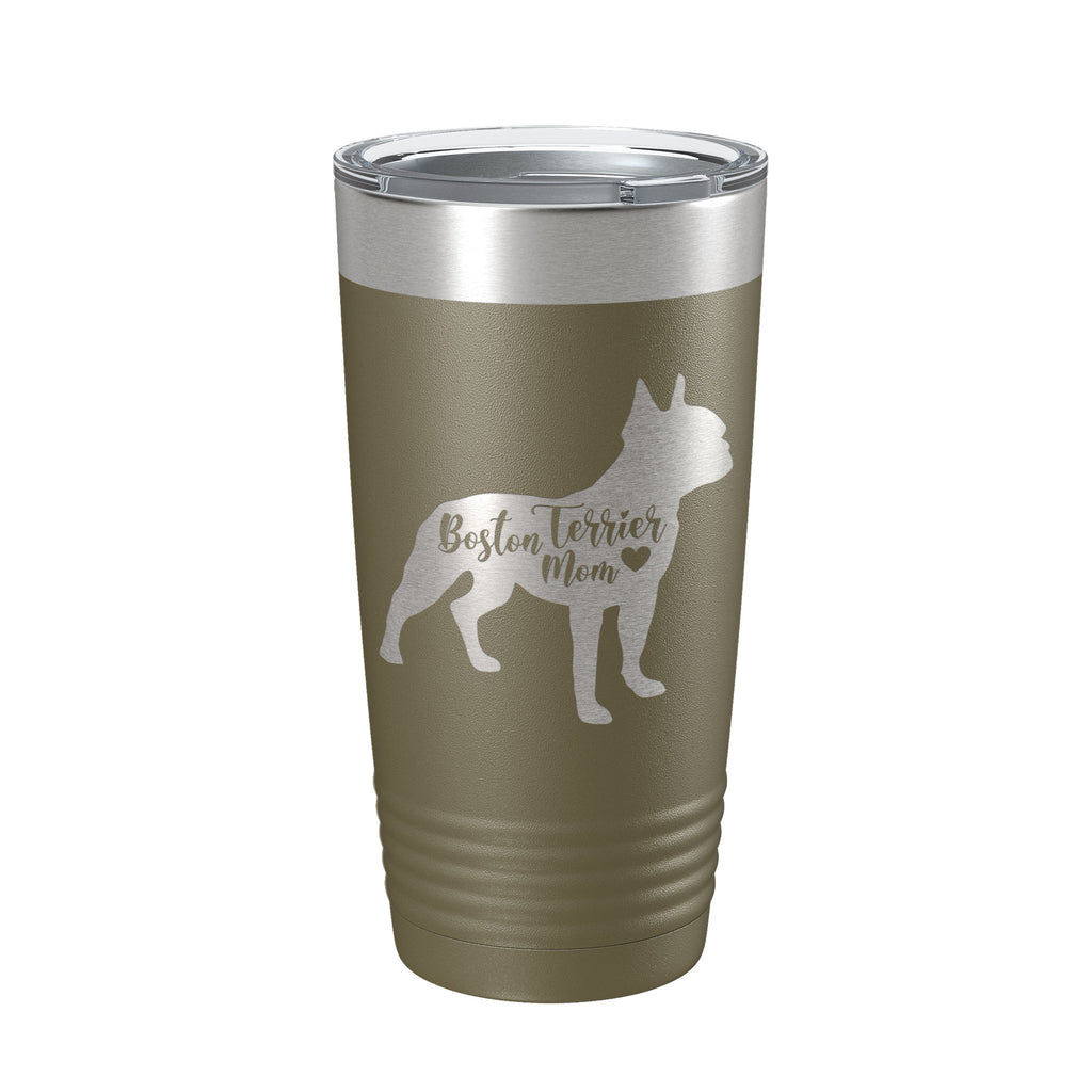 Boston Terrier Mom Tumbler Dog Travel Mug Gift Insulated Laser Engraved Coffee Cup 20 oz