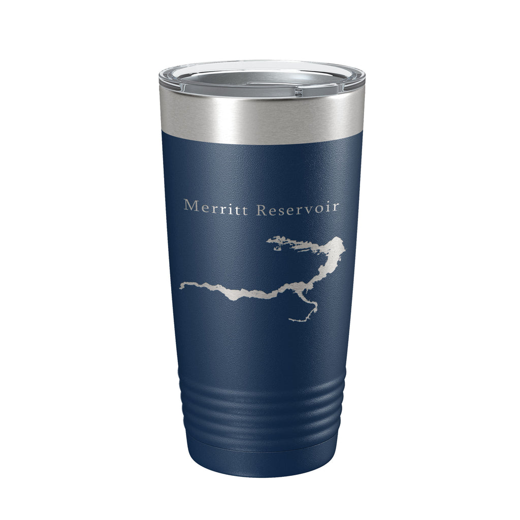 Merritt Reservoir Tumbler Lake Map Travel Mug Insulated Laser Engraved Coffee Cup Nebraska 20 oz