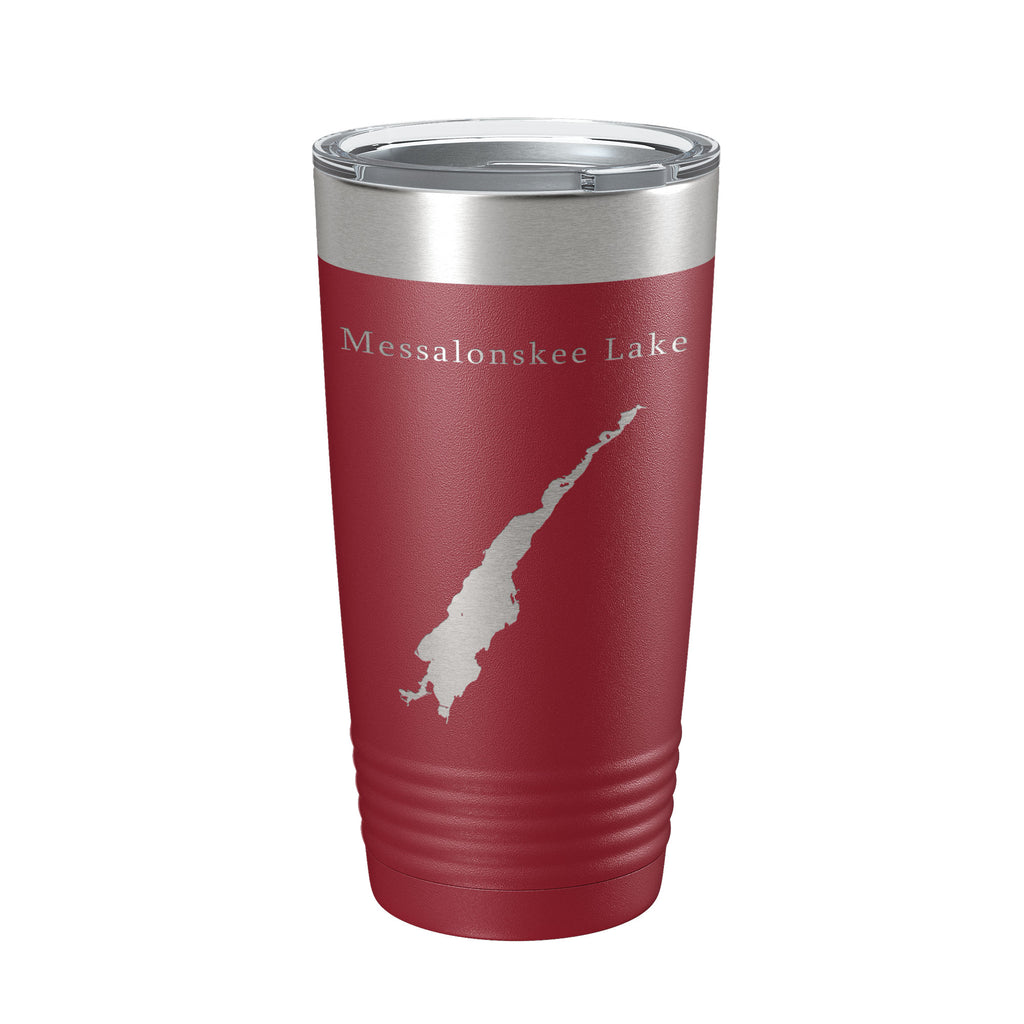 Messalonskee Lake Map Tumbler Travel Mug Insulated Laser Engraved Coffee Cup Maine 20 oz