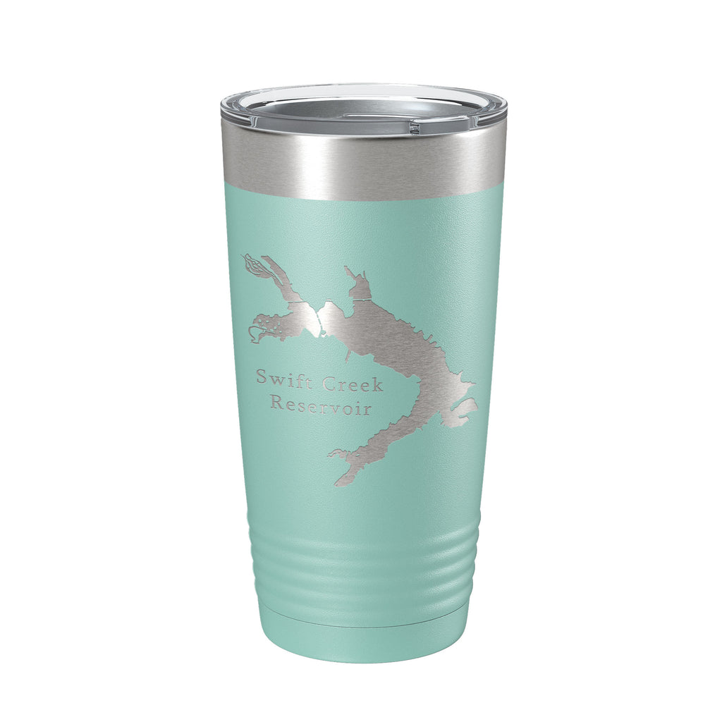 Swift Creek Reservoir Tumbler Lake Map Travel Mug Insulated Laser Engraved Coffee Cup Virginia 20 oz