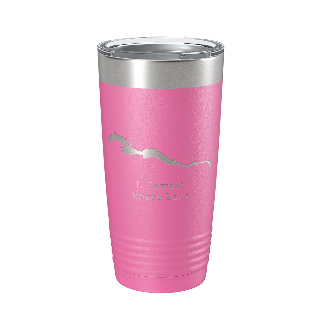 J. Edward Roush Lake Map Tumbler Travel Mug Insulated Laser Engraved Coffee Cup Indiana 20 oz