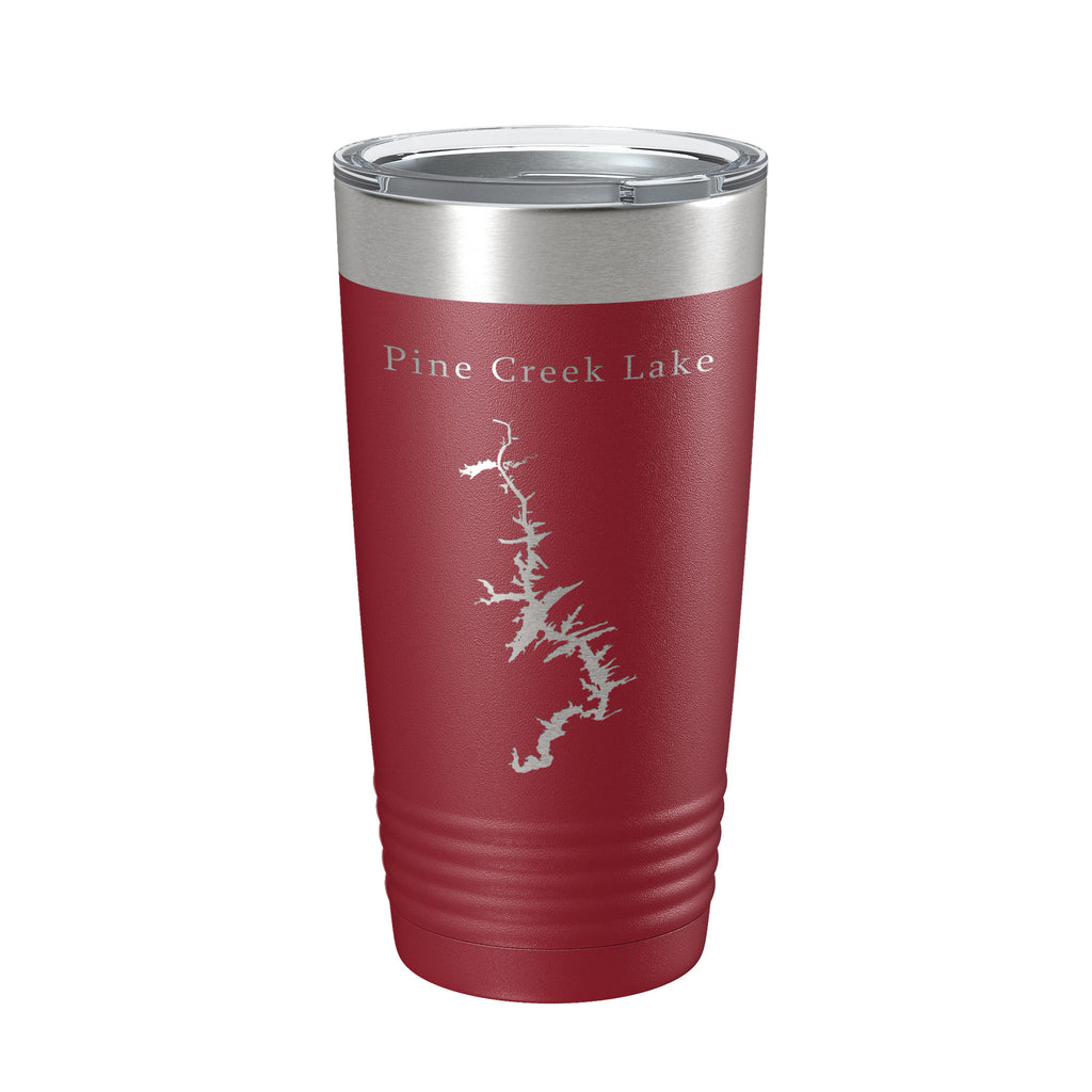 Pine Creek Lake Map Tumbler Travel Mug Insulated Laser Engraved Coffee Cup Oklahoma 20 oz