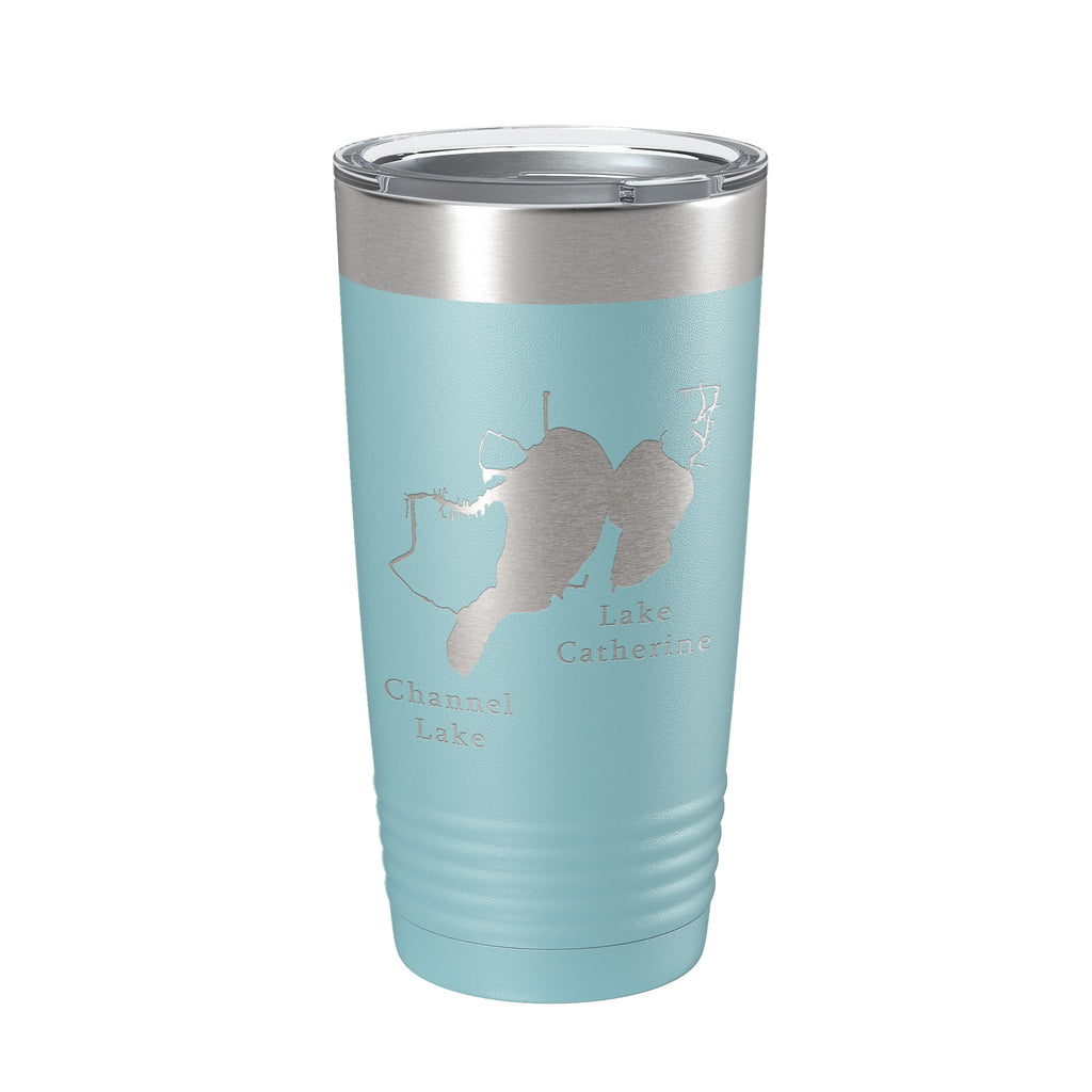 Channel Lake Catherine Lake Map Tumbler Travel Mug Insulated Laser Engraved Coffee Cup Illinois 20 oz