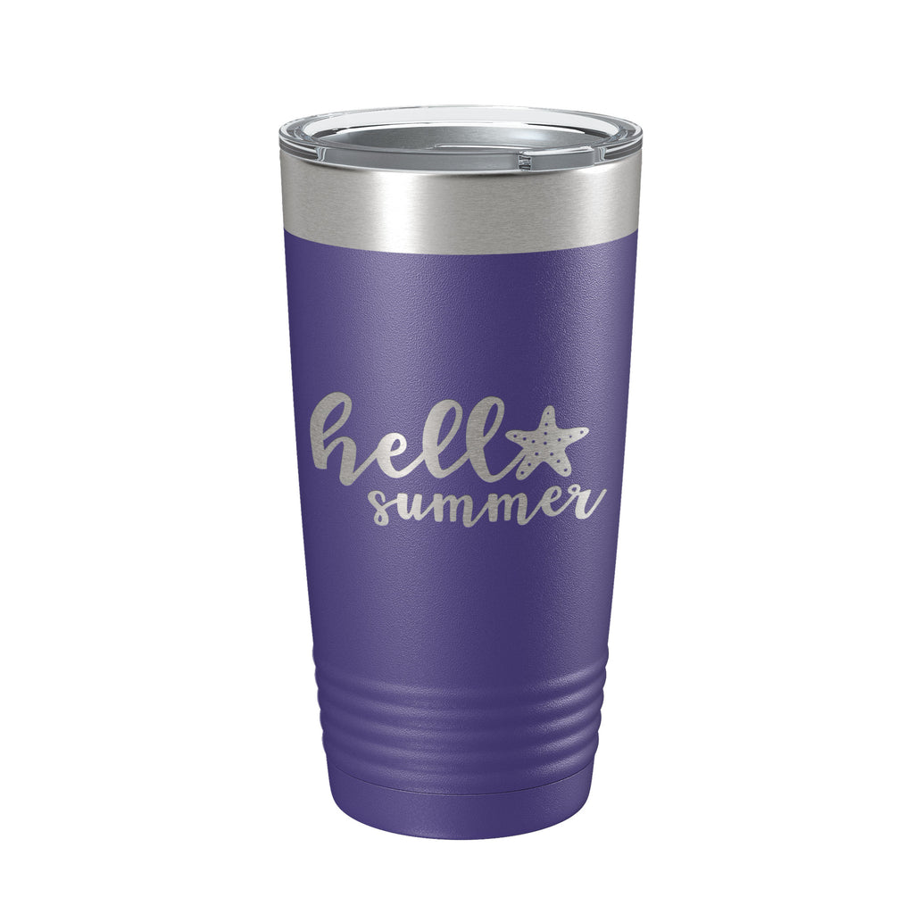 Hello Summer Tumbler Travel Mug Insulated Laser Engraved Coffee Cup 20 oz