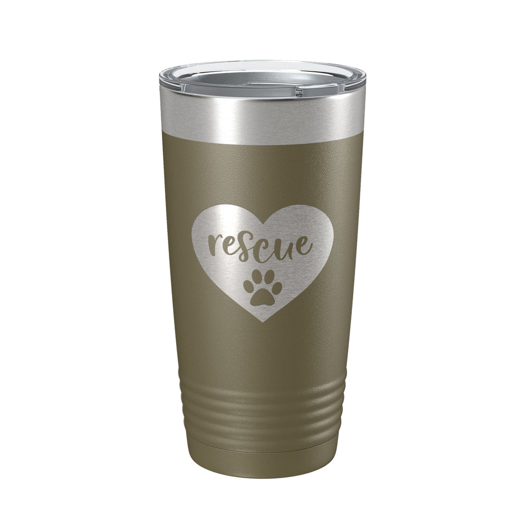 Rescue Dog Tumbler Love Heart Travel Mug Gift Insulated Laser Engraved Coffee Cup 20 oz