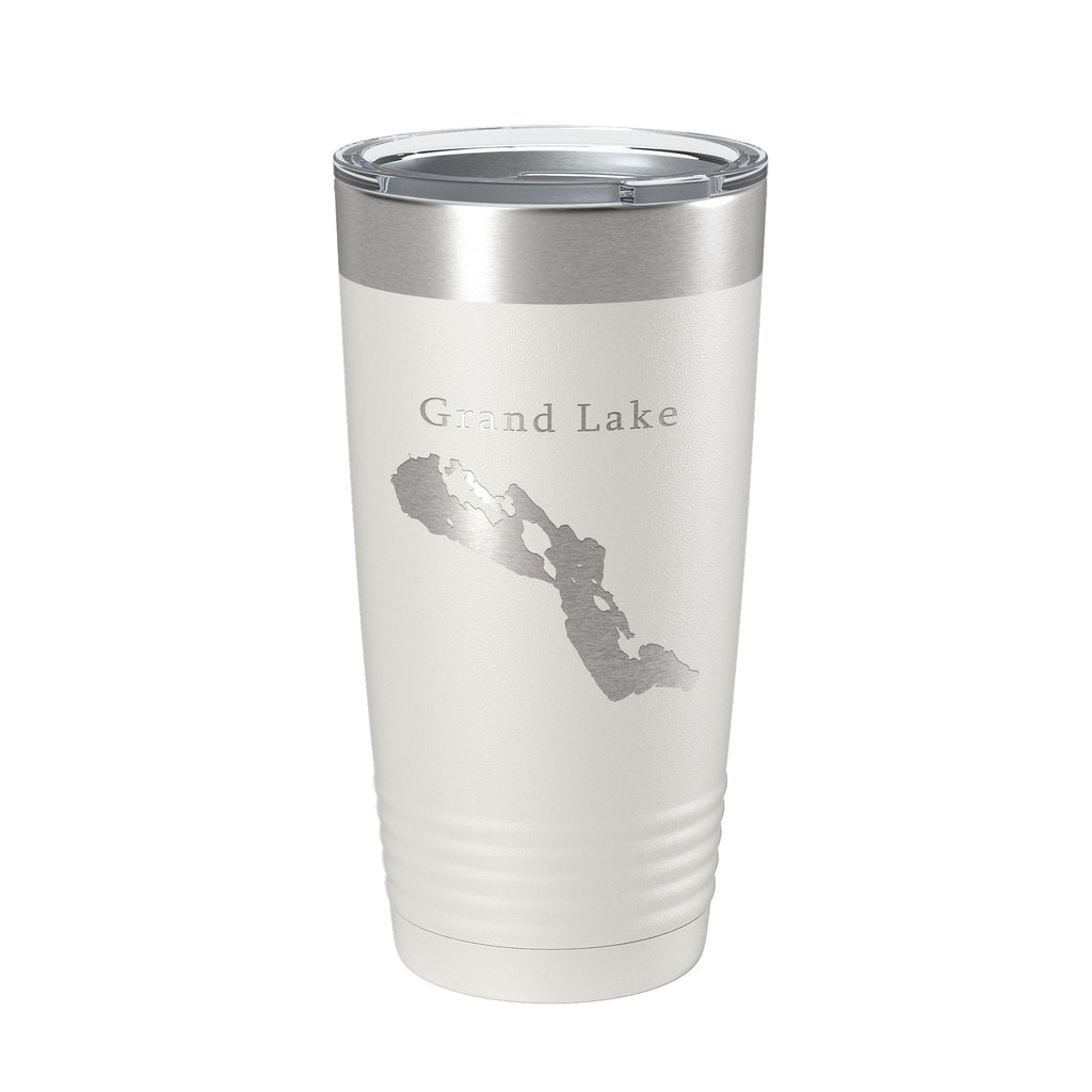 Grand Lake Map Tumbler Travel Mug Insulated Laser Engraved Coffee Cup Michigan 20 oz