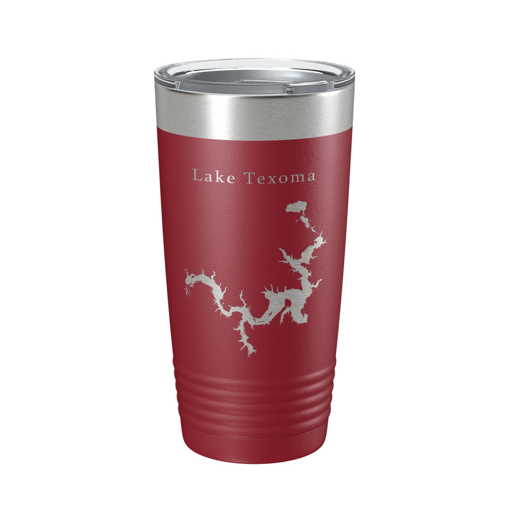 Lake Texoma Map Tumbler Travel Mug Insulated Laser Engraved Coffee Cup Oklahoma Texas 20 oz