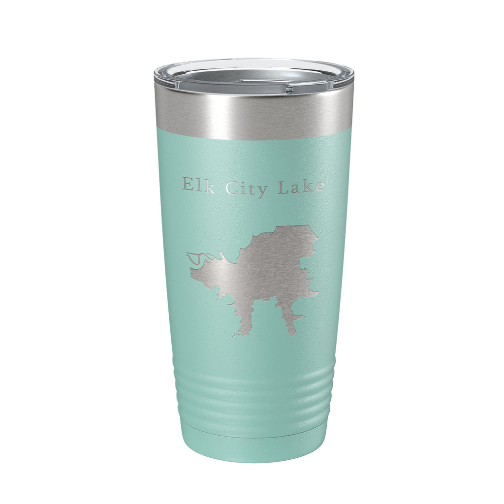 Elk City Lake Map Tumbler Travel Mug Insulated Laser Engraved Coffee Cup Kansas 20 oz