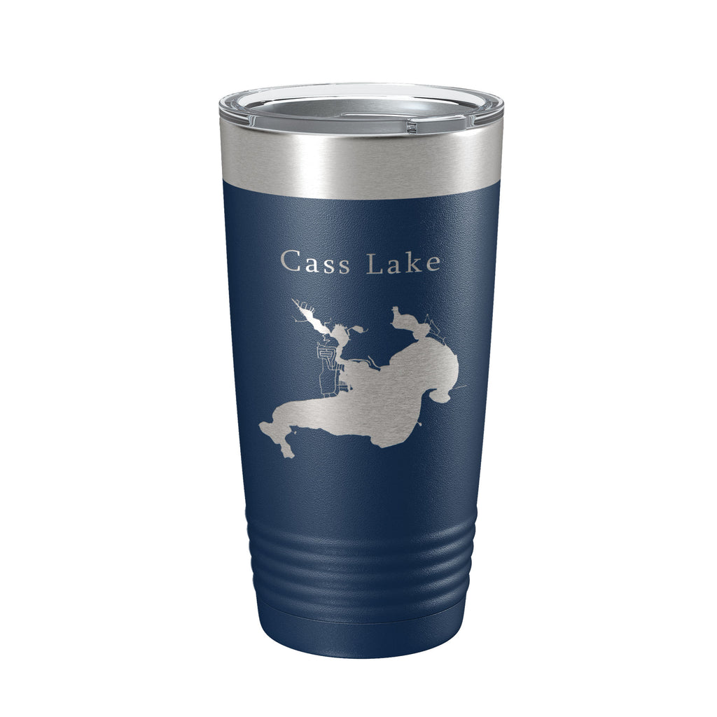 Cass Lake Map Tumbler Travel Mug Insulated Laser Engraved Coffee Cup Michigan 20 oz