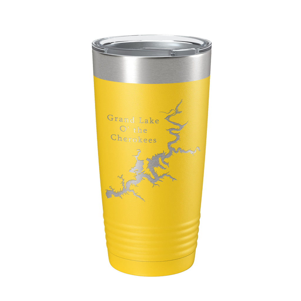 Grand Lake O' the Cherokees Map Tumbler Travel Mug Insulated Laser Engraved Coffee Cup Oklahoma 20 oz