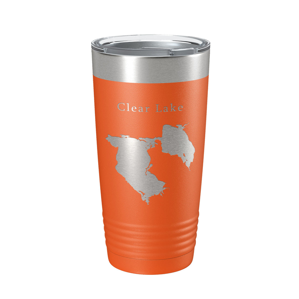 Clear Lake Reservoir Map Tumbler Travel Mug Insulated Laser Engraved Coffee Cup California 20 oz