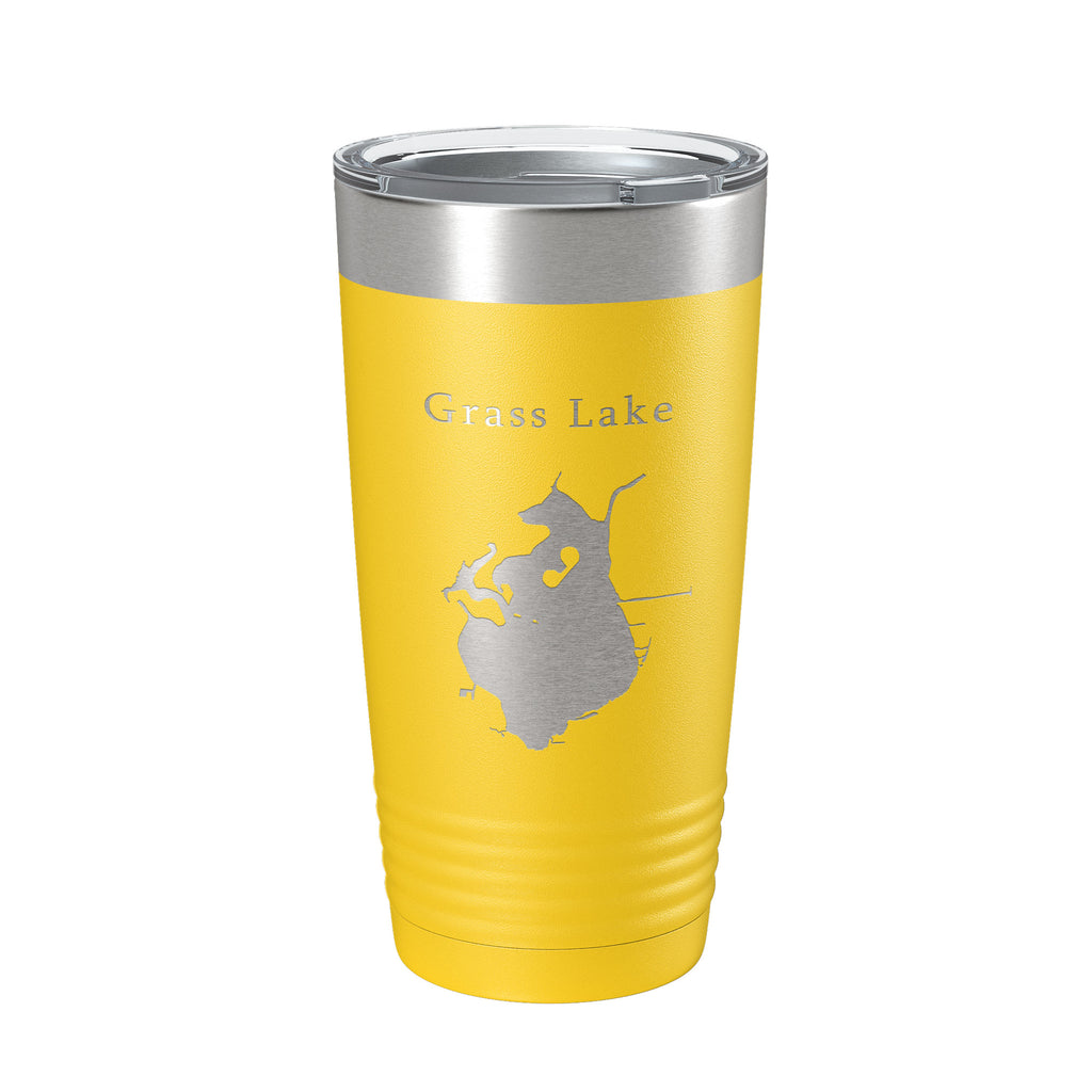 Grass Lake Map Tumbler Travel Mug Insulated Laser Engraved Coffee Cup Illinois 20 oz