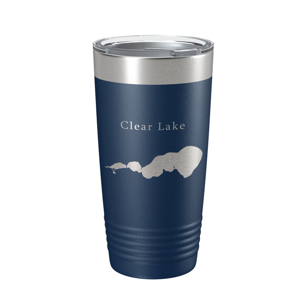 Clear Lake Map Tumbler Travel Mug Insulated Laser Engraved Coffee Cup Iowa 20 oz